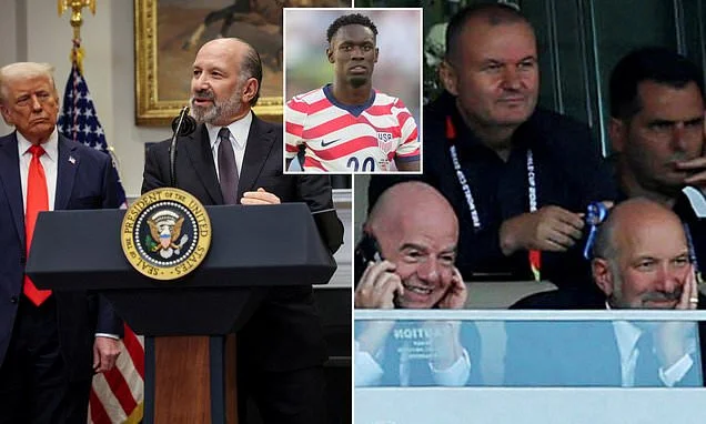Trump ally mocks angry World Cup fans over Folarin Balogun U-turn after he held secret talks with FIFA and sat with Gianni Infantino at last USA game