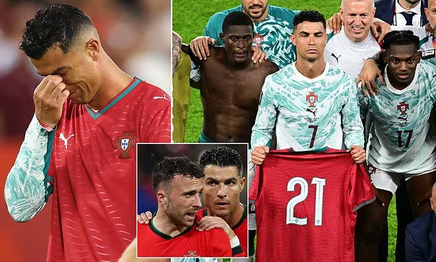 Cristiano Ronaldo breaks down in tears wearing Diogo Jota's shirt after Portugal 'won for him' at the World Cup, a year on from Liverpool star's car crash death