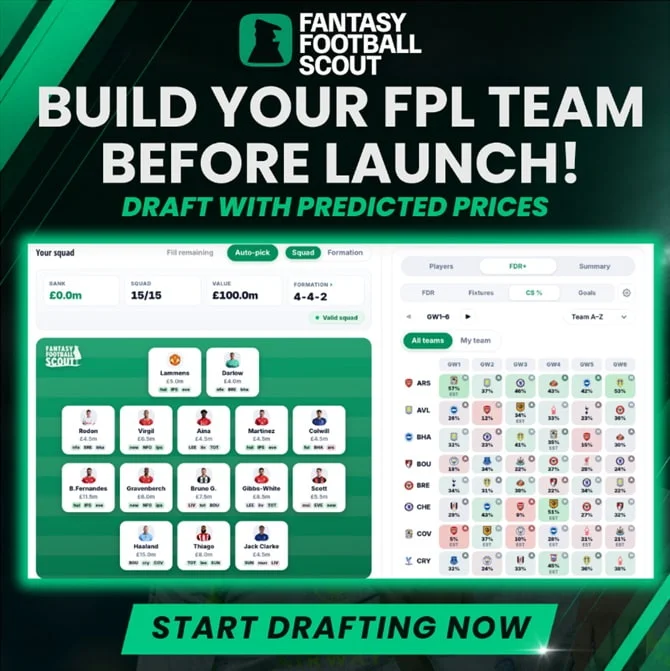 Plan for 2026/27 with our new FPL Draft tool, using predicted prices