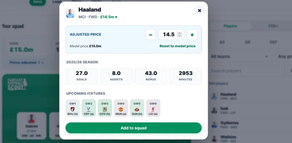 Plan for 2026/27 with our new FPL Draft tool, using predicted prices 1